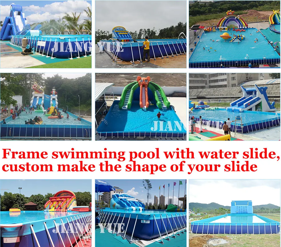 Outdoor Portable PVC Inflatable Metal Frame Swimming Pool With Support Accessories