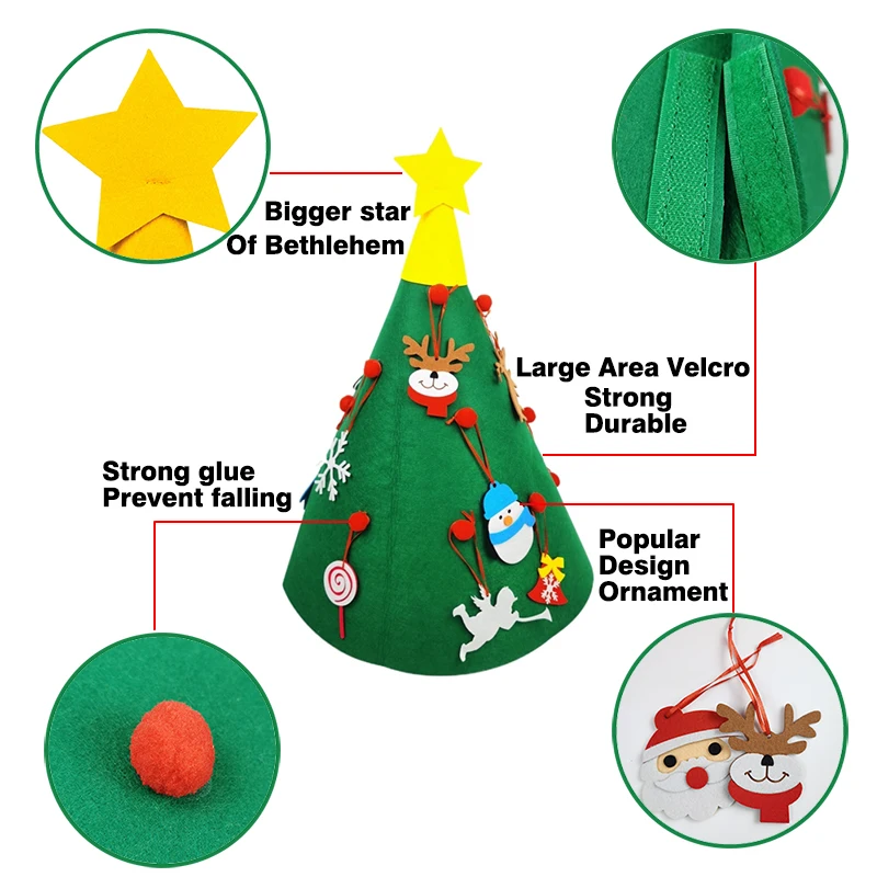 Christmas Decor Supplier Kids DIY Felt Christmas Tree Decoration for Home New Year Gifts Decor Ornaments Santa Claus Xmas Tree