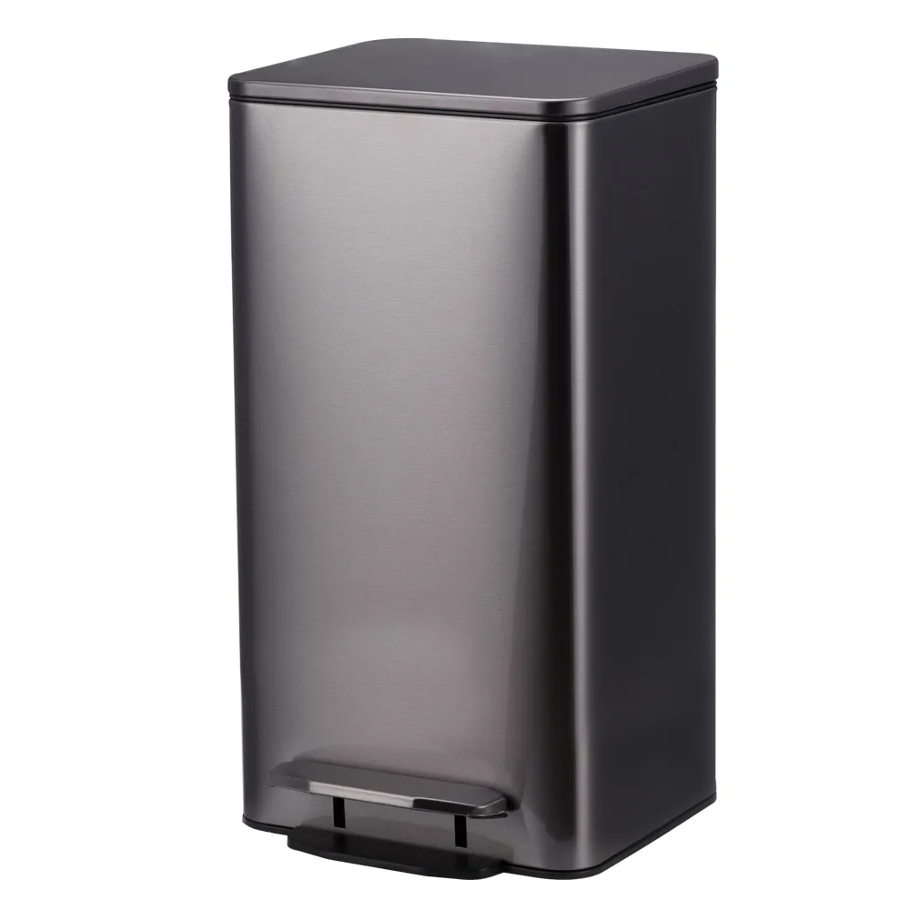 modern design 21L 28L dark grey stainless steel rectangle step bin dust bin indoor outdoor trash can
