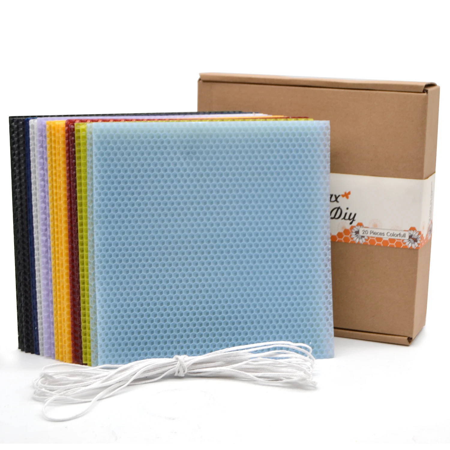 Custom DIY Colorful Bee Wax Honeycomb Sheets Rolling Beeswax Candle Making Kit
