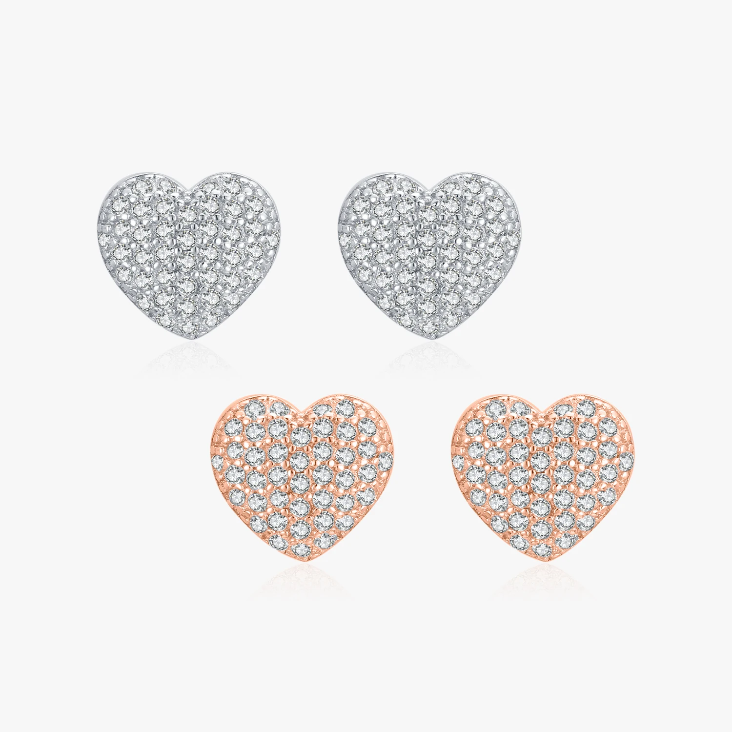 925 Sterling Silver Fashion Exquisite Love Heart Stud Earrings For Women Clear CZ Piercing Earrings Wedding Jewelry