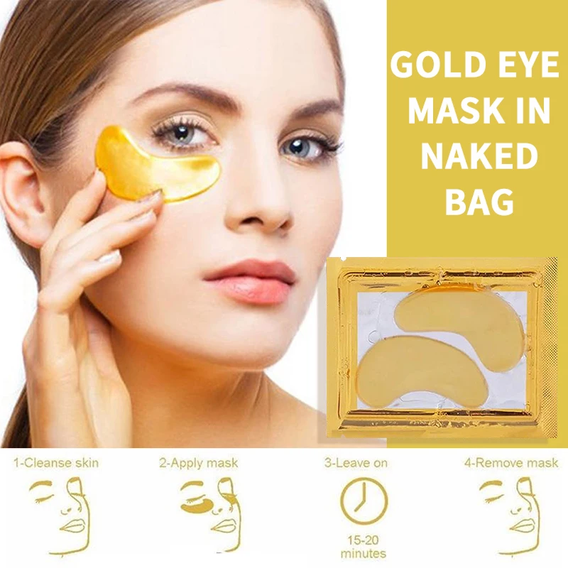 Moisturizing Gold Foil Under Eye Patches Dark Circles  Crystal Collagen Gold Powder  Custom Gel Eye Mask