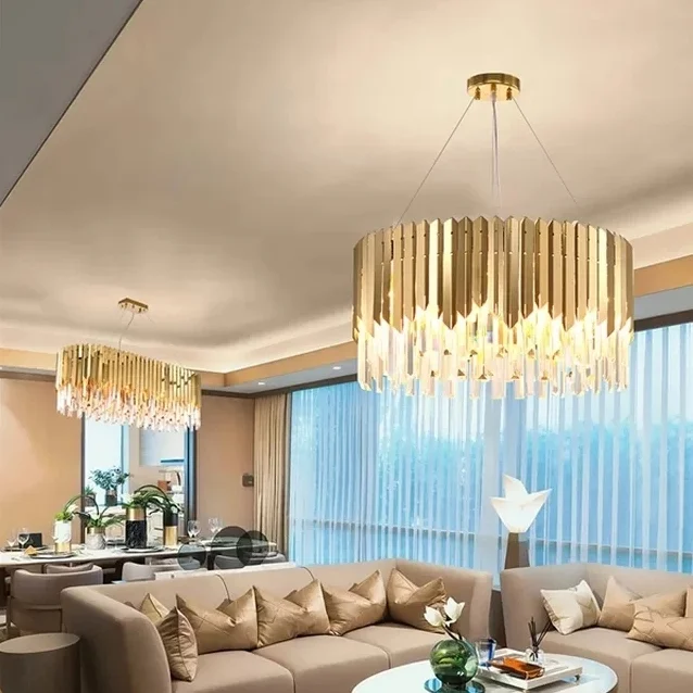 L4u Gold Contemporary Modern luxury Style light crystal ceiling LED crystal light chandelier for Bedroom Living Room