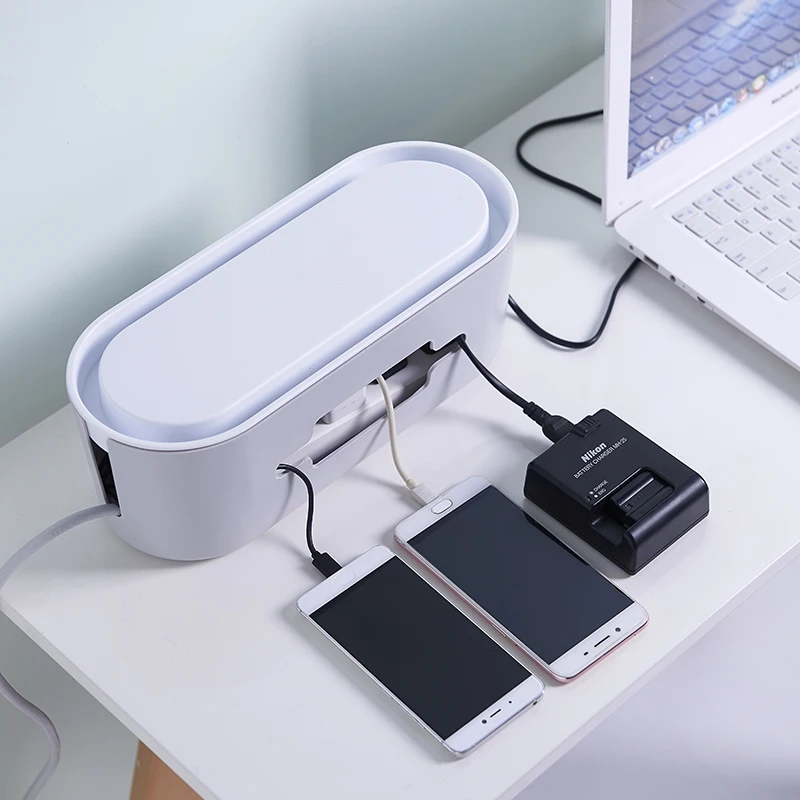 Good Quality Home Use Dust-proof Heat Dissipation Electric Wire Storage Table Use ABS Plastic Socket Organizer with Lid