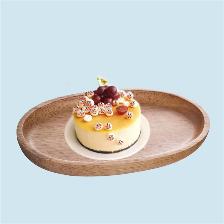 Round Shape Natural Handmade Wooden Tray Wooden Tray Wooden Serving Food Tray