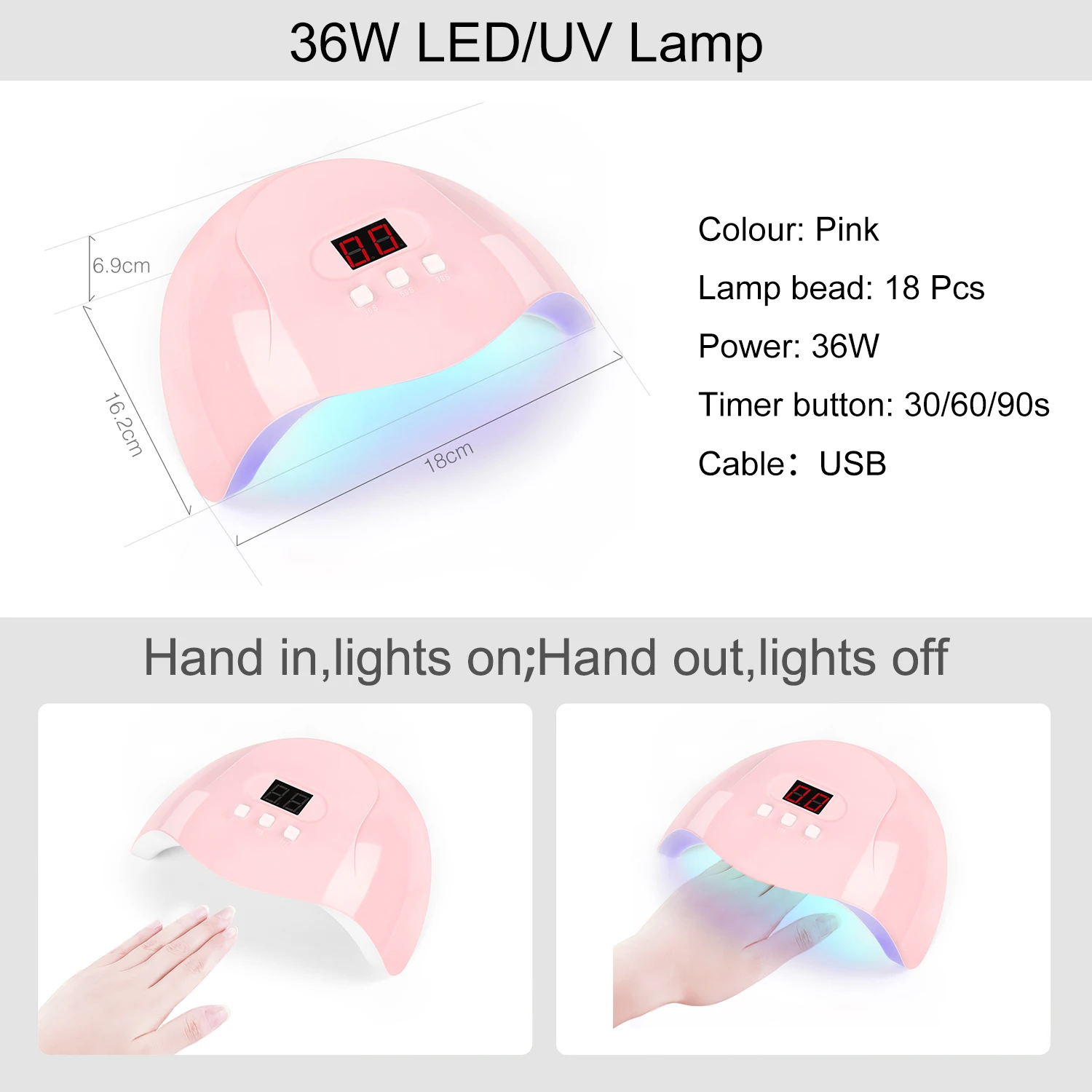 COSCELIA Hot Selling USB LED Nail Lamps with 18 LED Beads Lamp Nail Art Salon for UV LED Nail Gel Polish OEM Custom Logo
