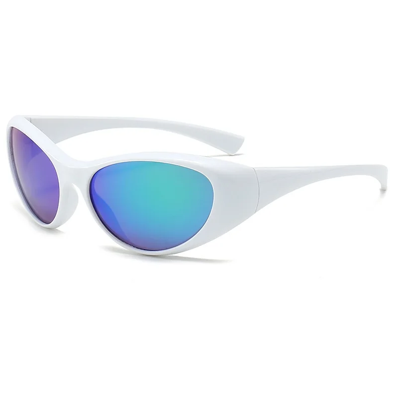 Y2K Wrap Around Fashion Sunglasses Logo Custom Green Oval Shades Sports Sun Glasses Aesthetic Eyewear for Women Men