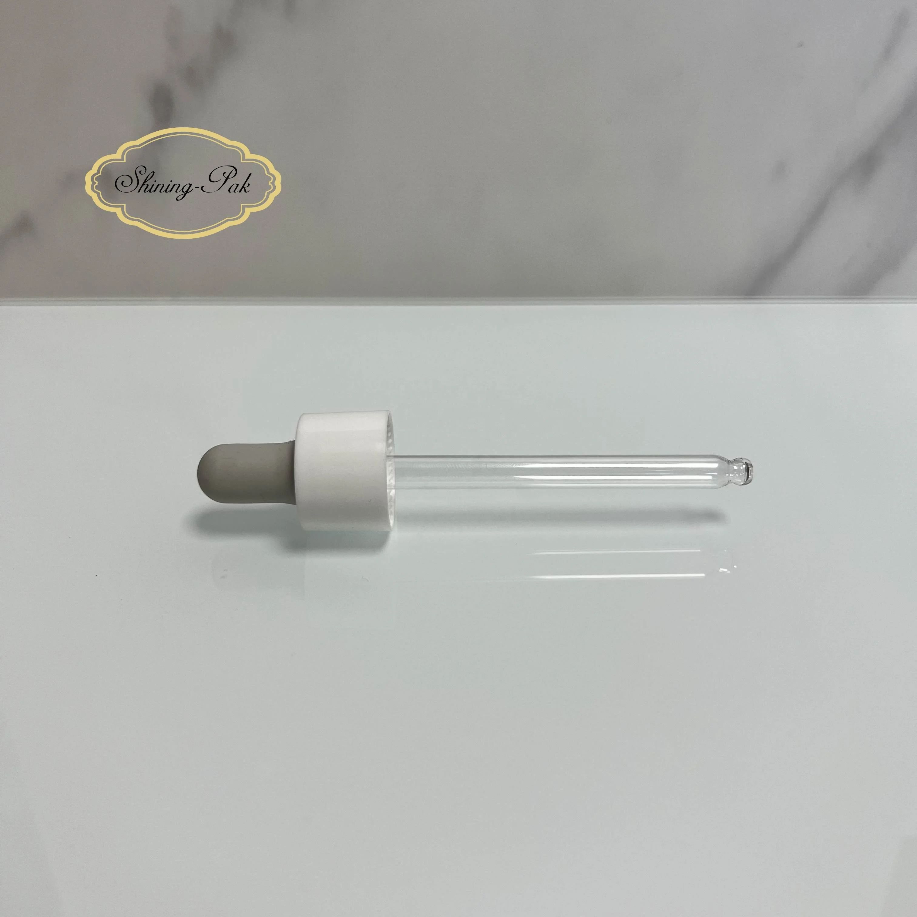 20/410 Elegant Gray Rubber White Plastic Cap Essential Oil Dropper Pipette