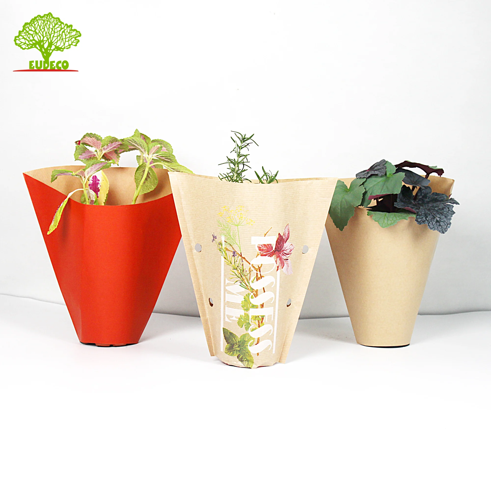 Biodegradable Vegetable Bag Kraft Sleeve Kraft Paper Flower Sleeves Flower Pot Sleeves