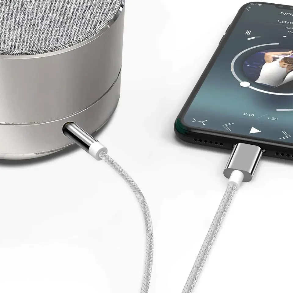 Wholesale Audio Cable Nylon Braid Light ing 3.5mm Headphone Jack Audio AUX Adapter Cable