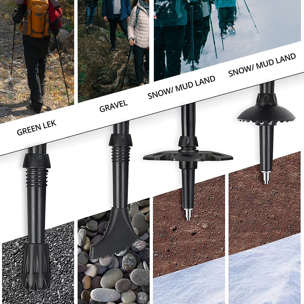 Foldable 3K Carbon Fiber Folding Trekking Poles Collapsible Hiking Poles Stick with Stable Twist Lock