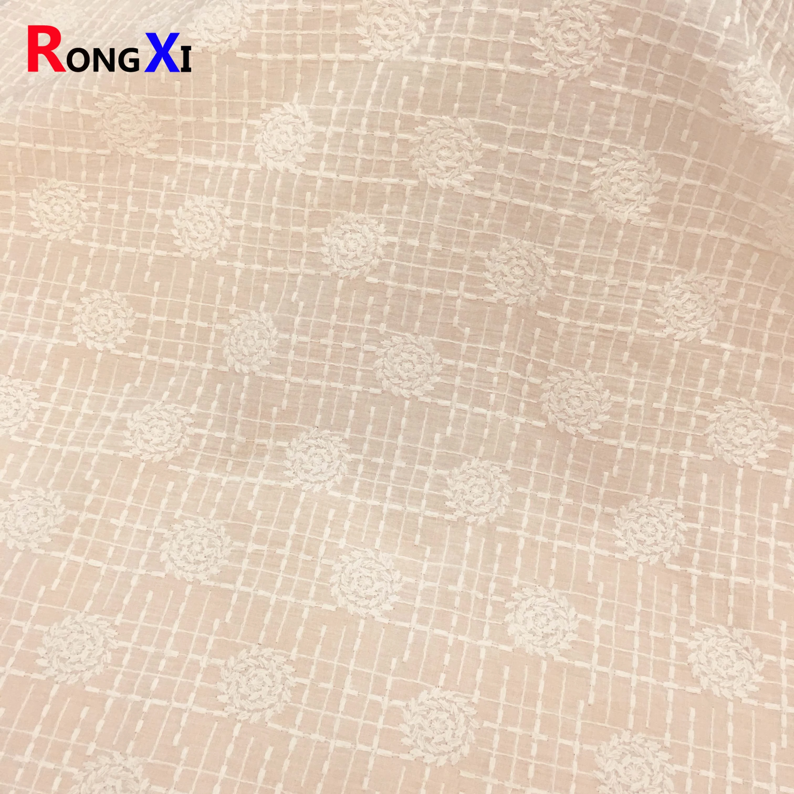 RXF2077 Jacquard Fabric White Swiss Voile Cotton Fabric Embroidery on Fabric