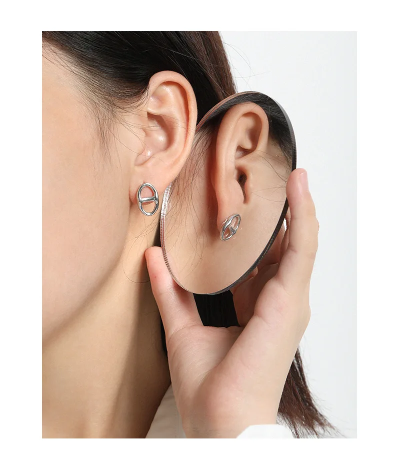 VIANRLA simple matte 18k gold plated stud earrings solid 925 sterling silver women
