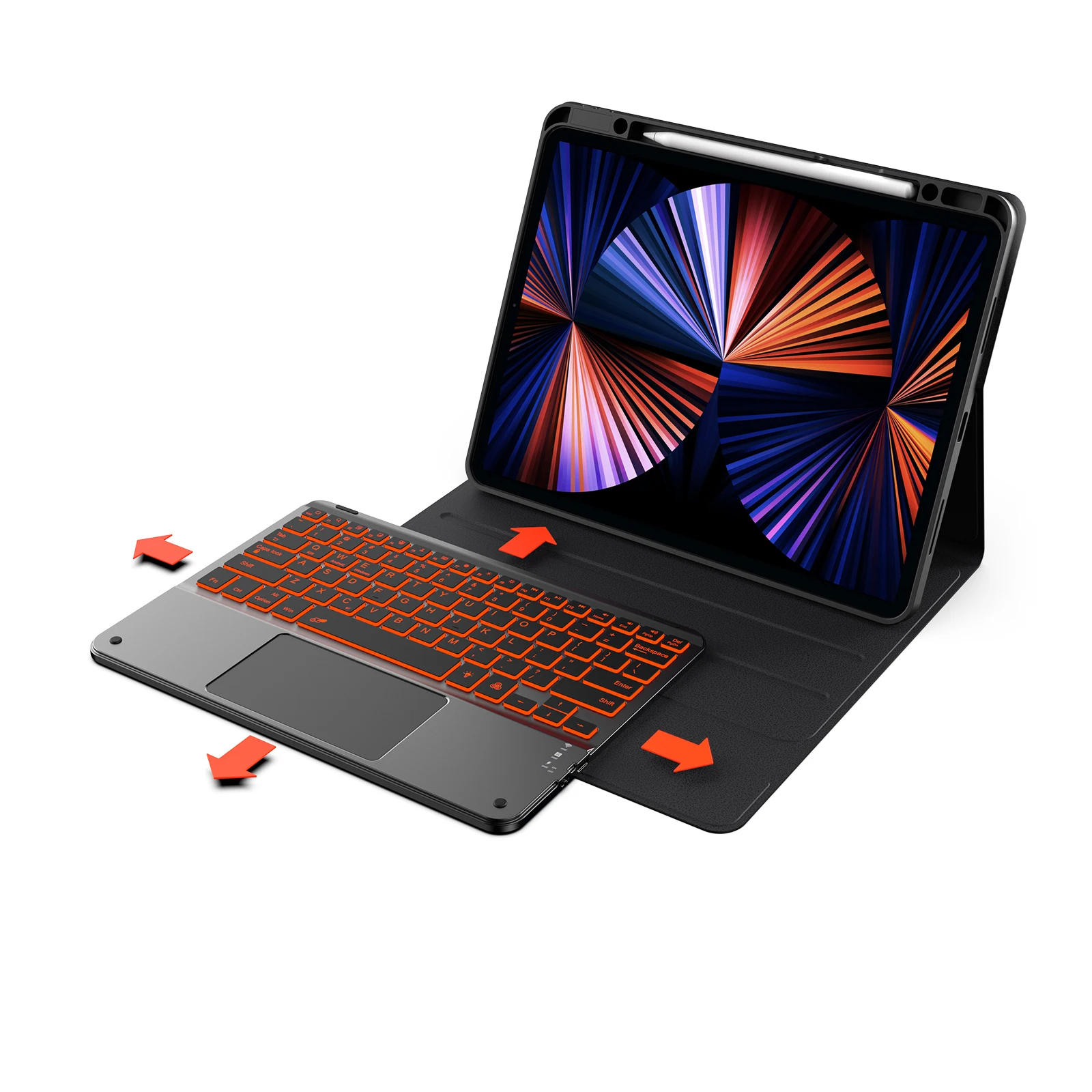 
12.9 Smart Cover Keyboard Touch Folio Backlit Keyboard with Trackball for iPad Pro 