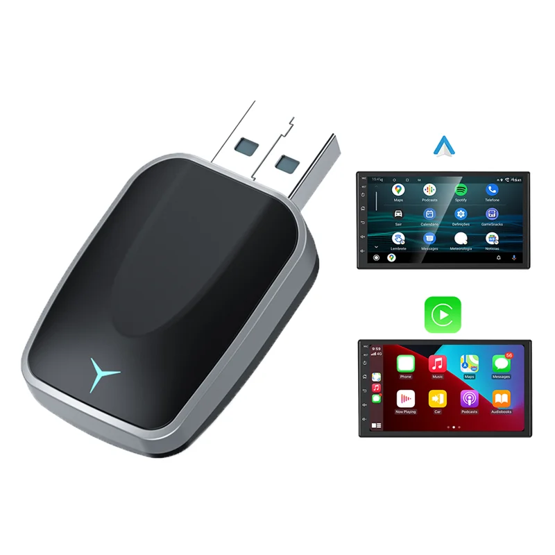 Fast Connection Music Playback Support Music Wireless Carplay Android Auto Adapter with Plug-and-Play