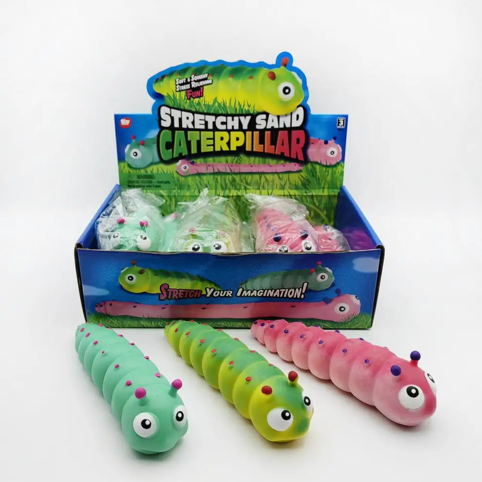 Hot selling colorful stretch caterpillar toys novelty stress relief fidget toy