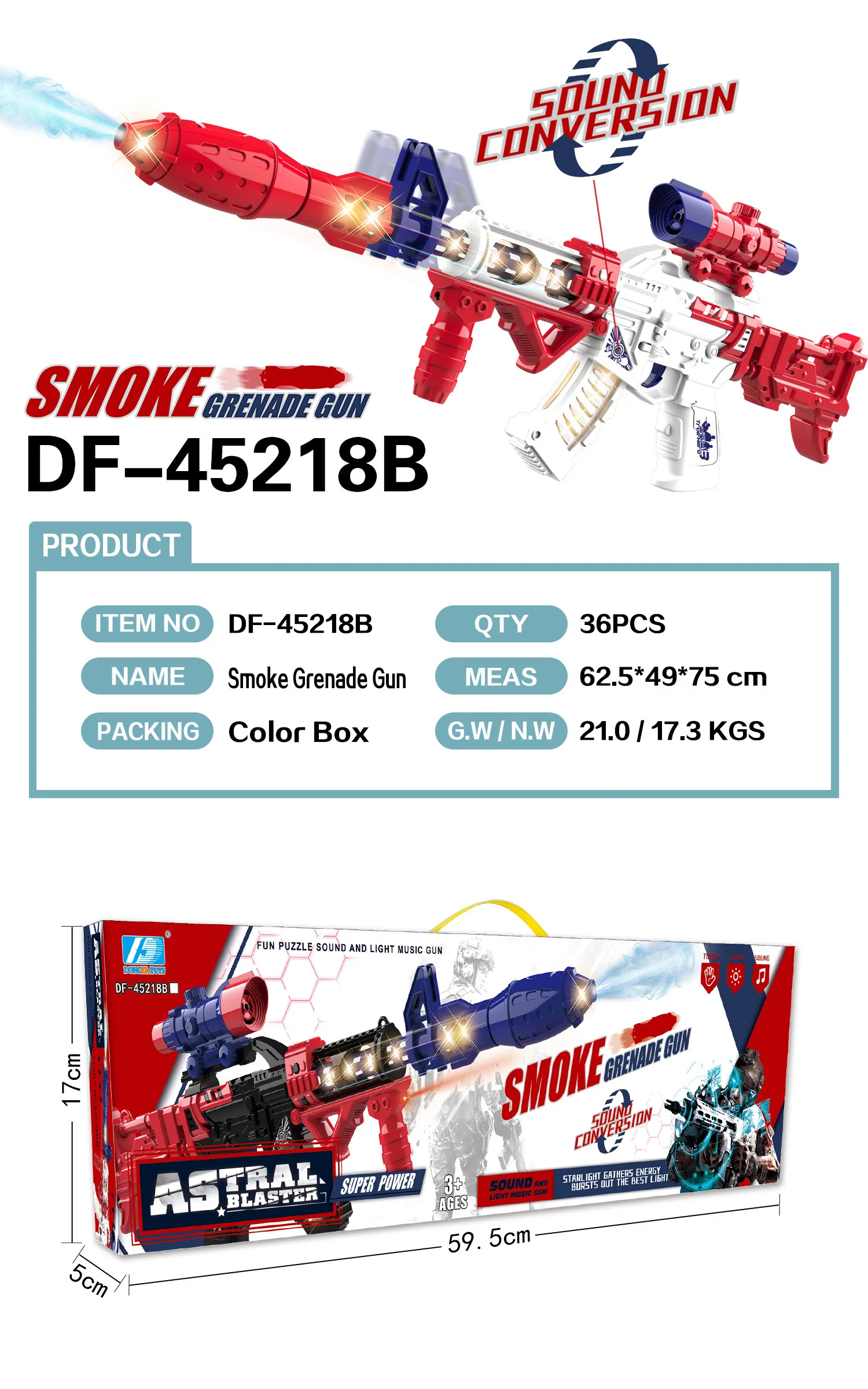 Factory Wholesale Art Creativity Light Up Smoke grenade gun electric toy gun Spray gun toy For Kid