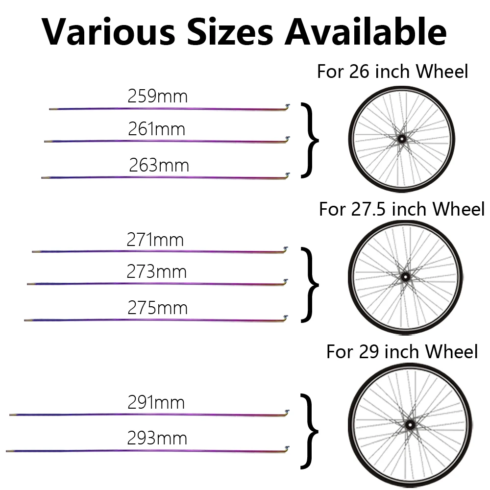 1 Pcs Rainbow Bike Radius 26 27.5 29 Inch Wheel Road Bicycle Spokes Stainless Steel Mountain Bike Spokes