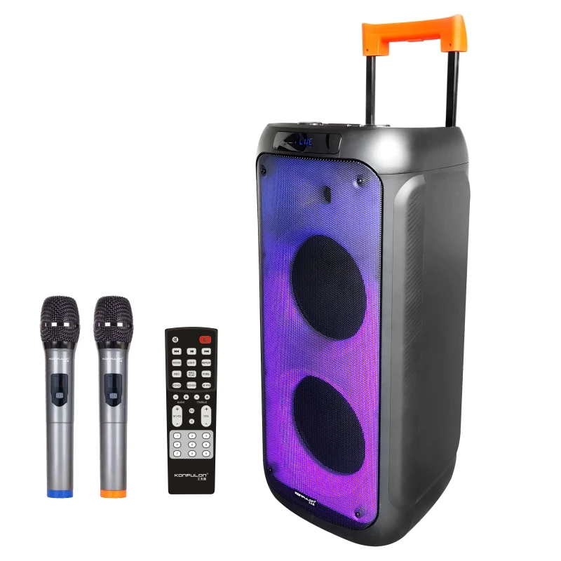 Konfulon New product Strong Bass Outdoor 120w Bluetooth Speaker Loud Stereo Sound Karaoke Bluetooth Speaker With Microphone