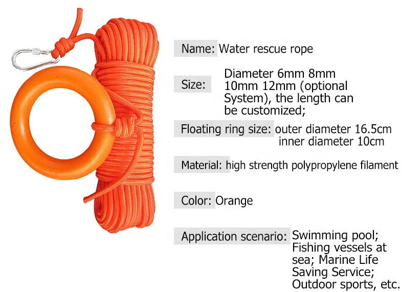 Hot sell 1974 SOLASWater lifebuoy reflective rope water safety rescue rope swimming buoy floating rope