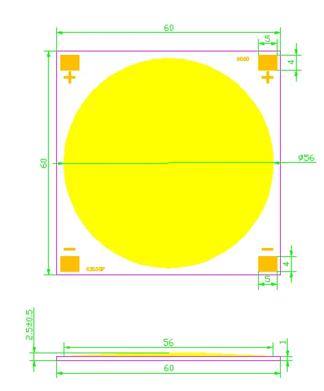COB LED Chip High Power 1200W Cool White 6000K High CRI Ra90 Ra95  150V 9000mA 60*60 size Hi Power COB LED CHIP
