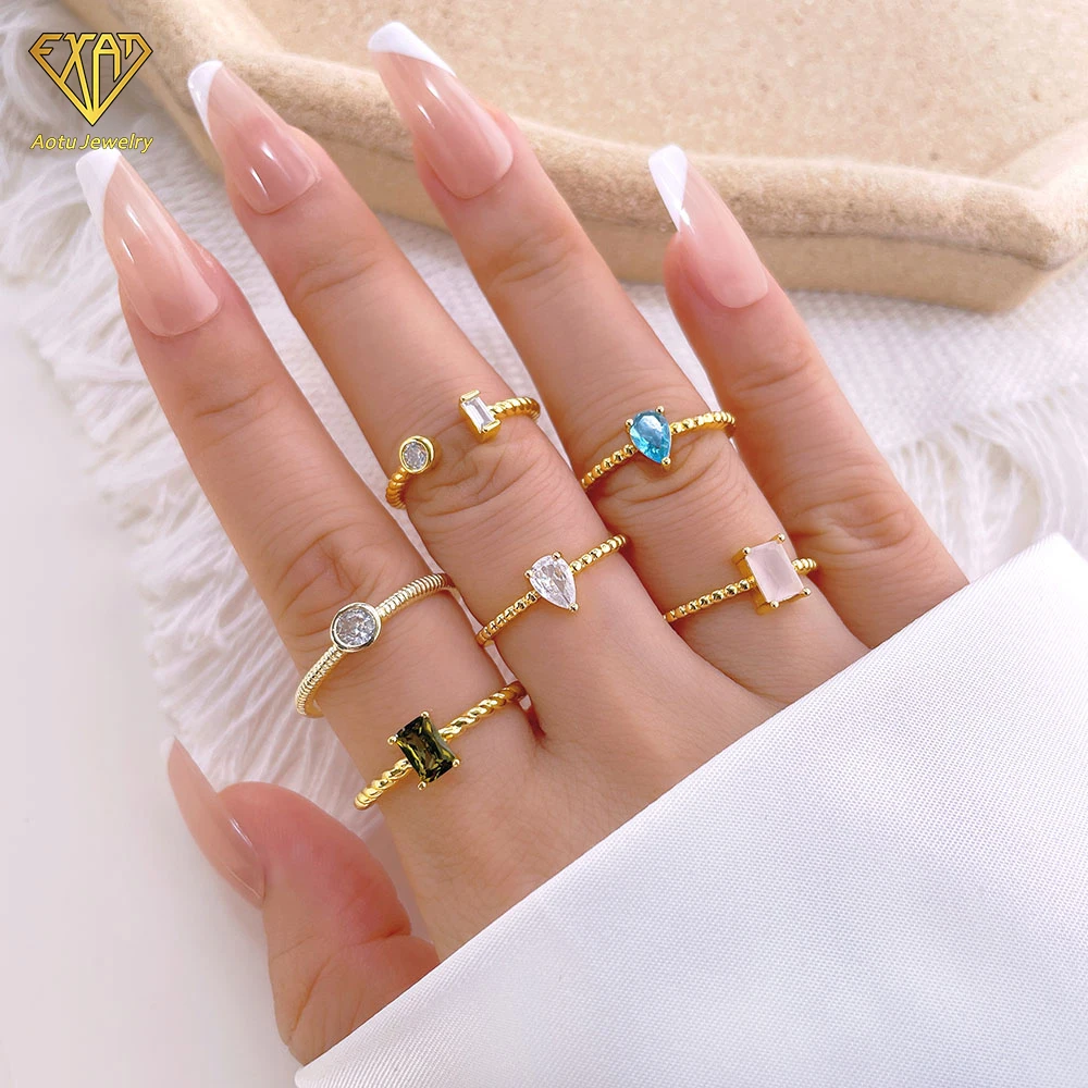 adjustable 18k gold plated korean wave rings for women 2023