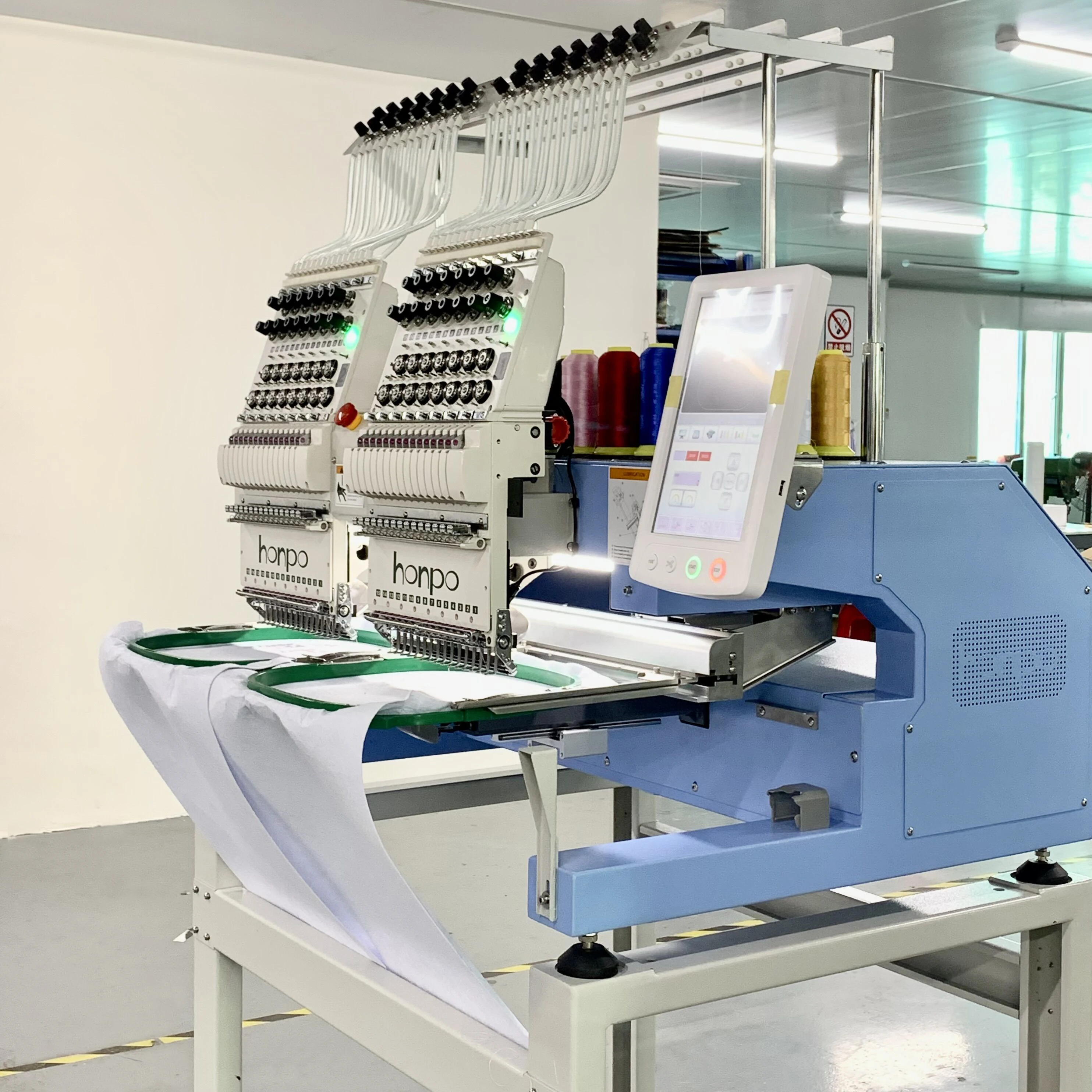 honpo Best 2  Heads Embroidery Machine 15 Needles for Caps T-shirts Pants Clothes with Computerized Embroidery