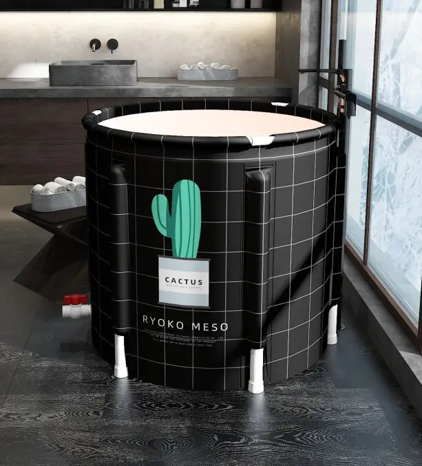 Portable Folding Bathtub Thickened Lightweight Sturdy Peach skin Insulation Pool Bathtub for Family Use