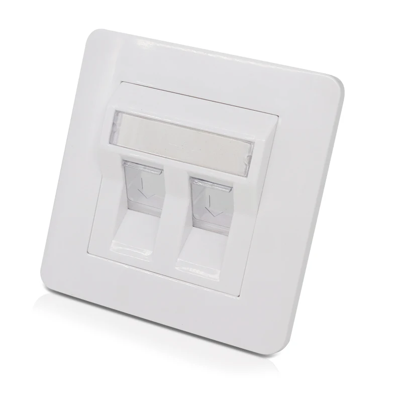 Puxin Dual Port 86*86 Type 45 Angled Network RJ45 1 Port 2 Port Face Plate