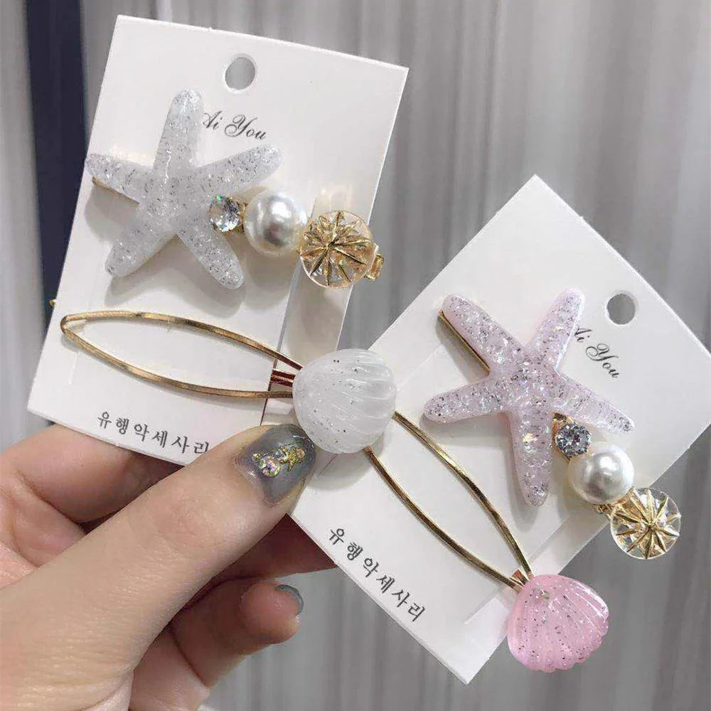 Модная шикарная Пляжная Жизнь Милая ракушка Морская звезда Аксессуары для девочек заколки для волос женская заколка для волос