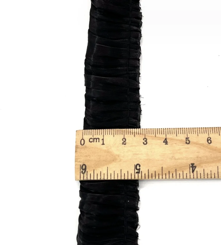 ZSY 2.8cm Wide Glitter Soft Crystal Satin Pleated 3DLace Fabric Fringe Ribbon Frills Ruffles Trim Dolls Cloth Headwear Sewing De