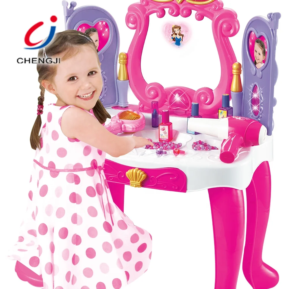 Fashion princess girls makeup set dressing table toy dresser with mirror toy