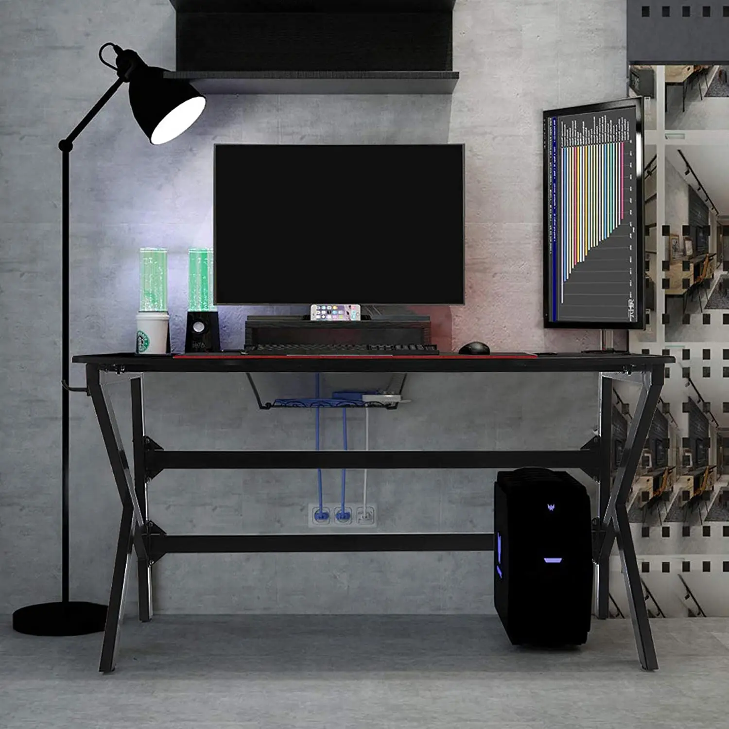 Desktop MDF Wood Top Computer Gaming Tables PC Gaming Table Metal Legs silla gamer