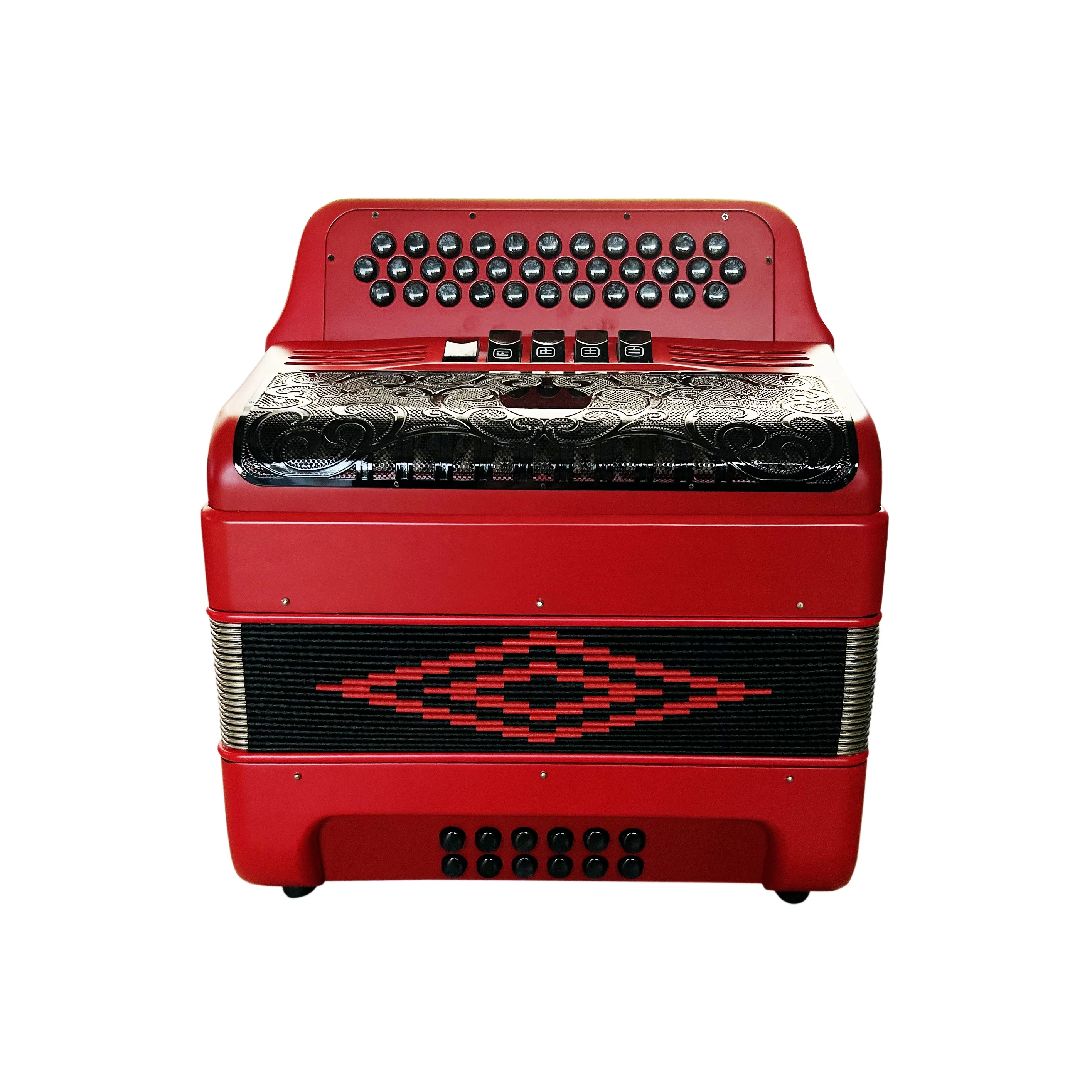 SEASOUND OEM 34 Button 12 Bass 5 Registers Red Acordeon Black Grill Accordion Diatonic JB3412D