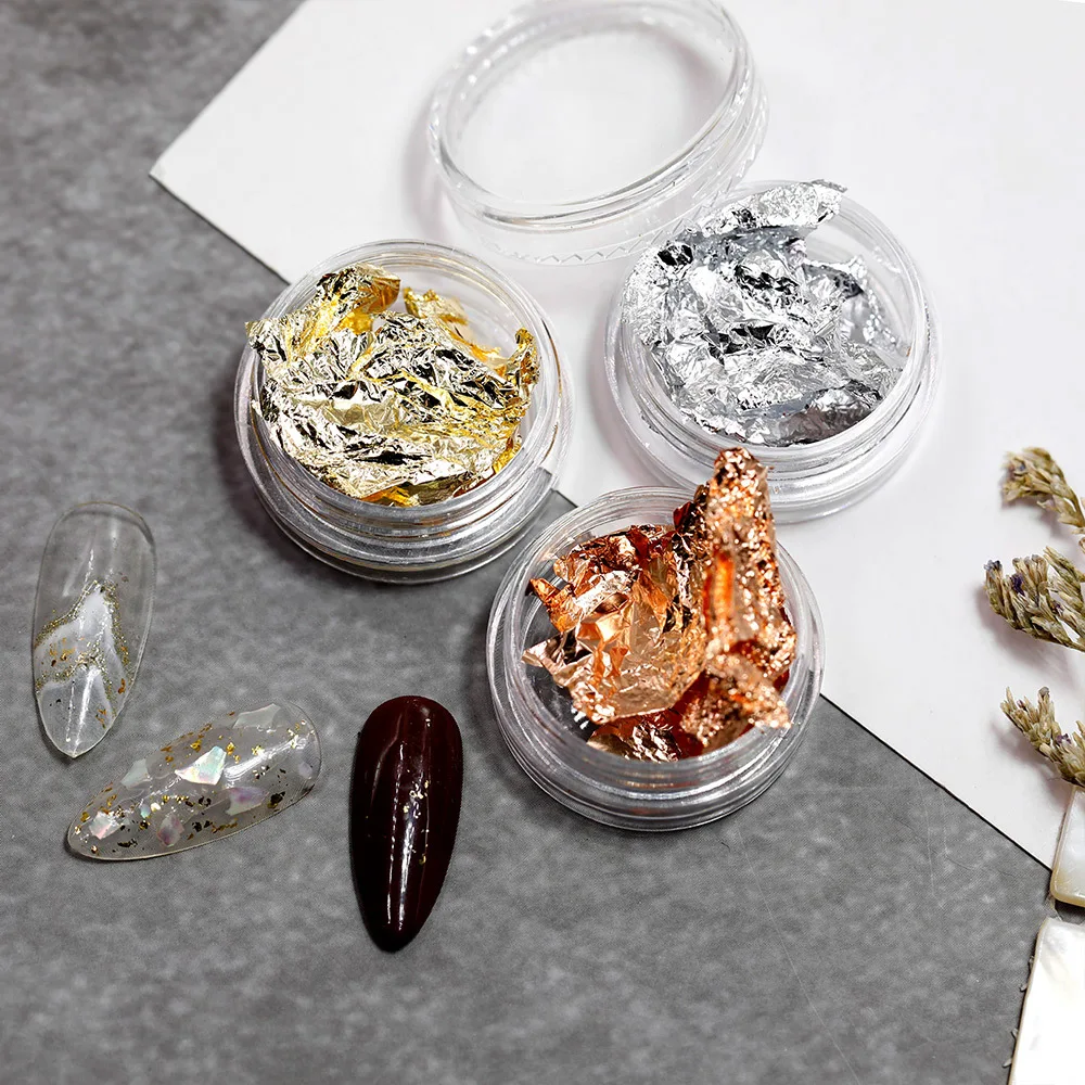 Double sided colored gold foil thin sheet nail enhancement aluminum foil white gold and silver nail gold foil