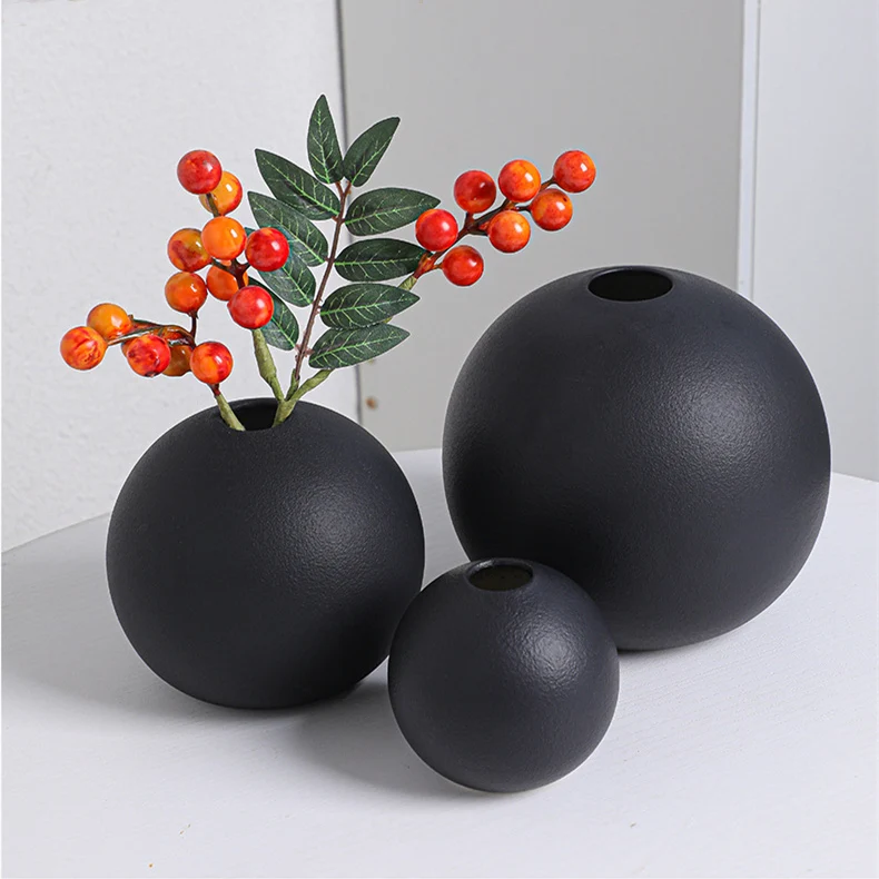 High Quality Nordic Ball Shape Modern Simple Design Ceramic Vase For Home Decoration And Wedding Porcelain Flower Vases