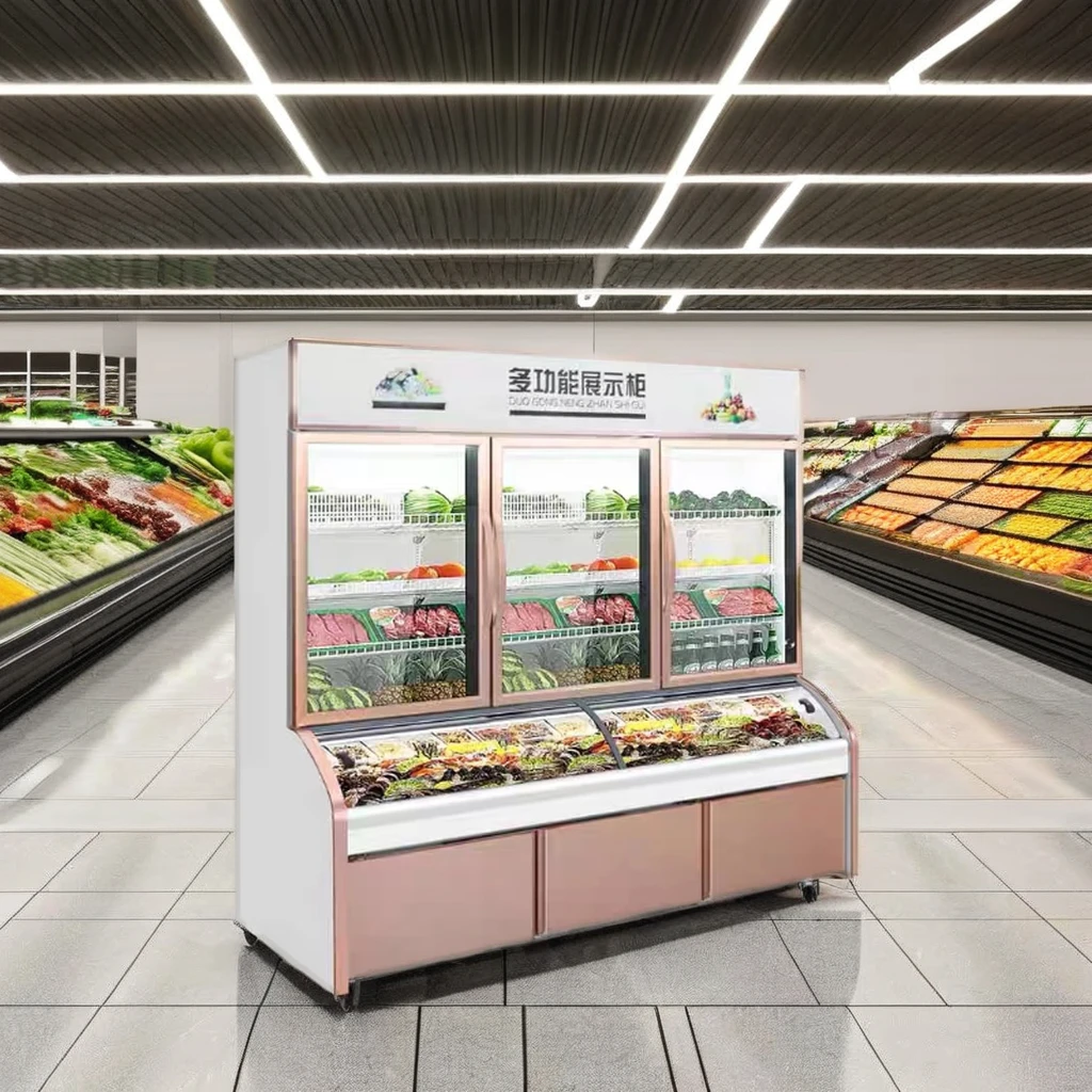 Commercial Cold Storage Cabinet with LED Light for Ice Cream Spicy Hot Pot Barbecue String Display