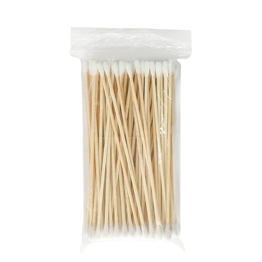 Bulk Long Stick Double-head Medical Bamboo Swab Plastic Bag Packaging Alcohol Cotton Swabs