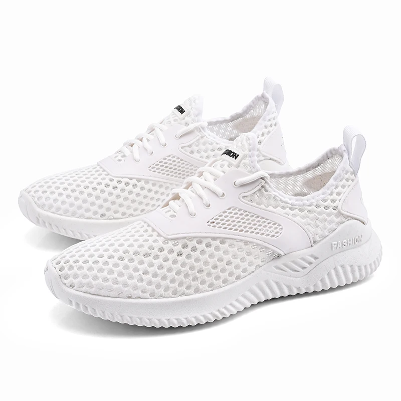 Latest Design mesh upper breathable low price white colour shoes men casual sport