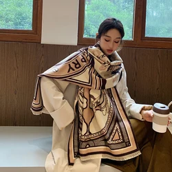 Best-selling unicorn pattern warm comfort soft winter imitated cashmere scarf shawls for women