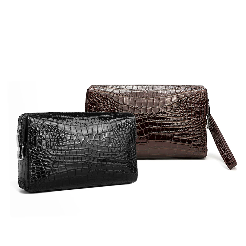 Hot Selling Crocodile Leather Zipper Clutch Bag For Men Customized Casual Luxury Clutch Handbag
