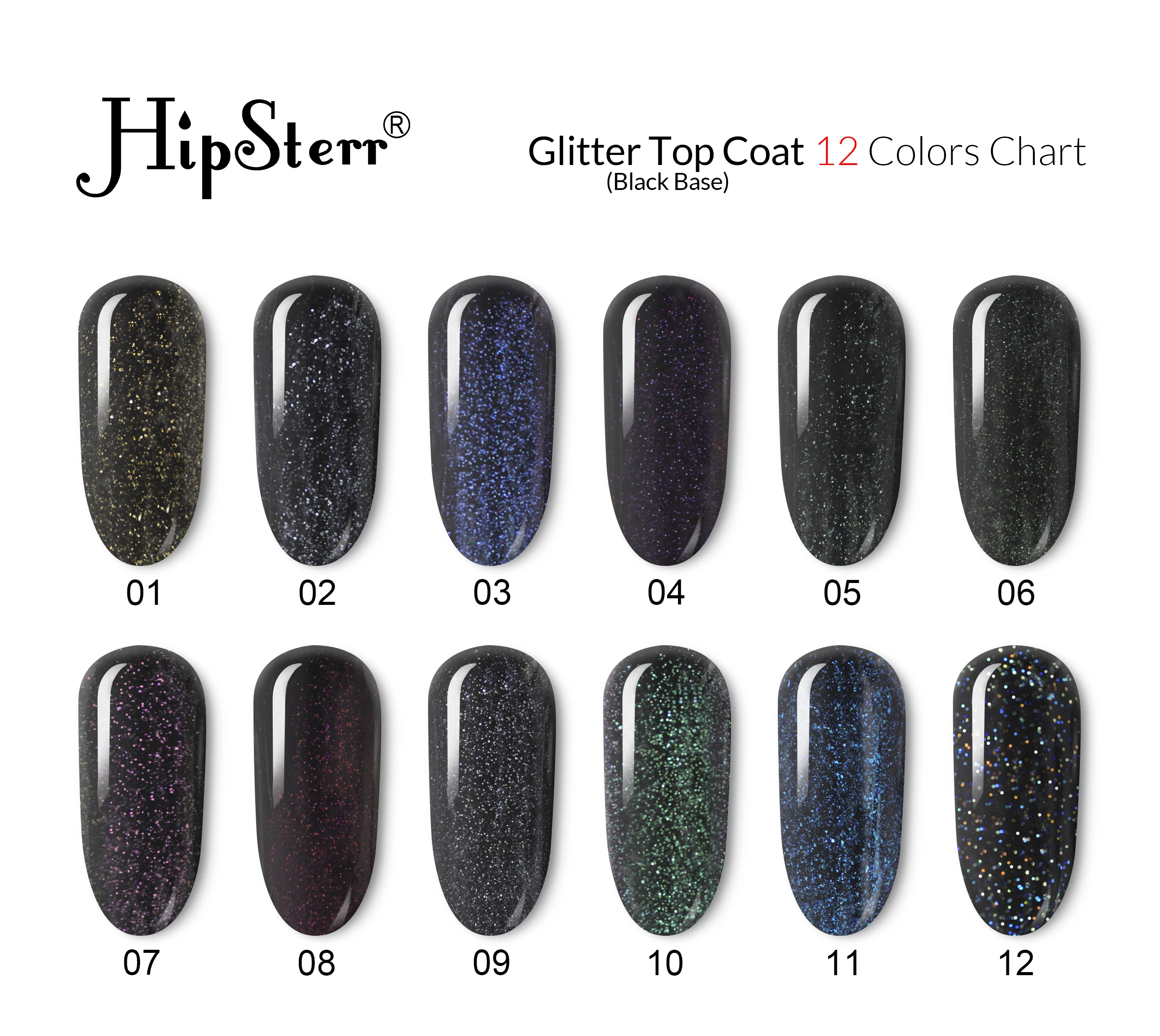 Hipsterr New Coming 18ML Shiny Shimmer Glitter Top Coat UV Gel Polish Nail Art Design