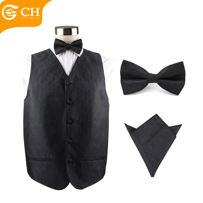 Прямая продажа с фабрики 2020 Новый Повседневный черный дешевый жилет галстук-бабочка костюм набор для мужчин