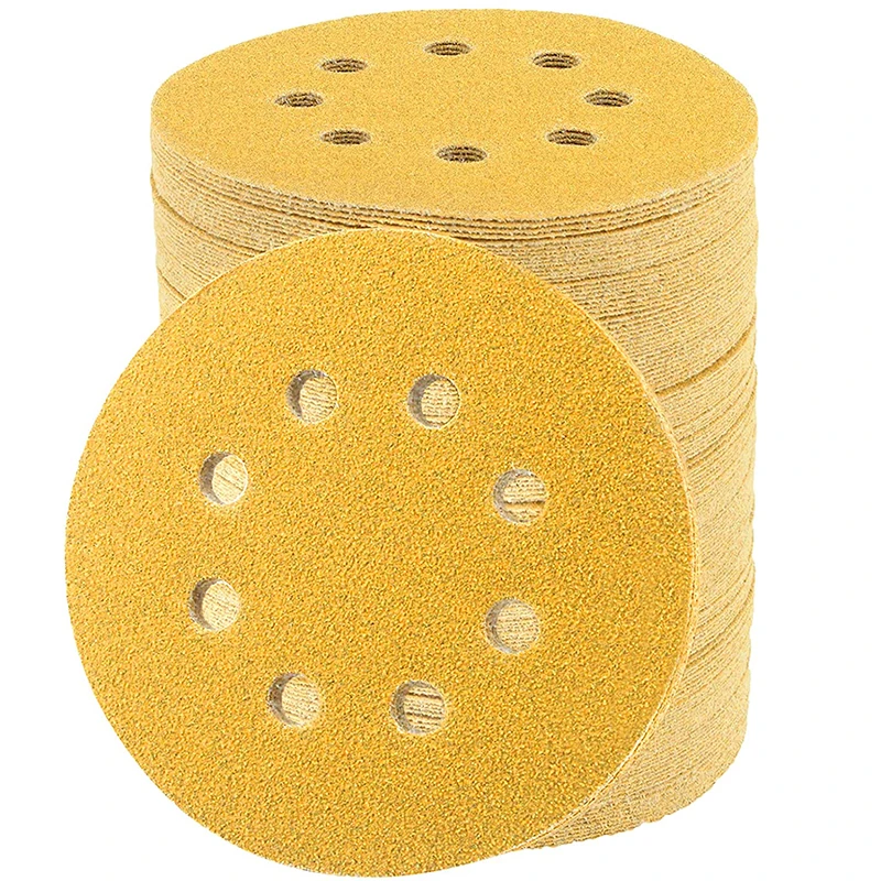 Yellow Silicon Carbide Abrasive Sand Paper Discs 5 inch Sanding Pad Disc for Furniture Polishing