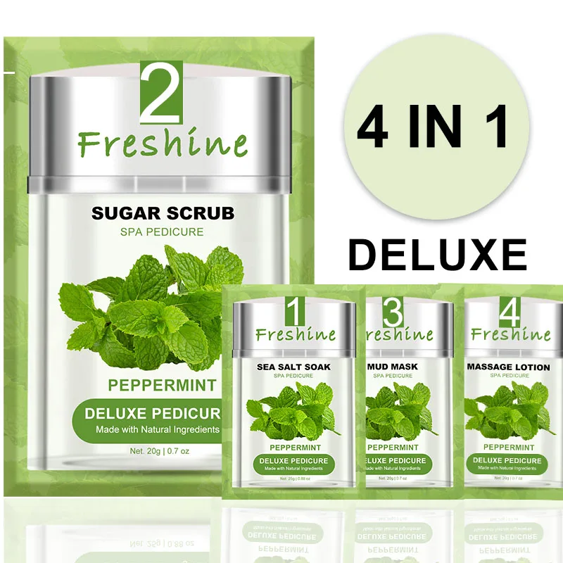 Mint Mask Korean Spa Pedicure Products Luxury 4 Step Mentol Foot Spa Pedicure Scrub Lotion For Luxury Pedicure Peppermint