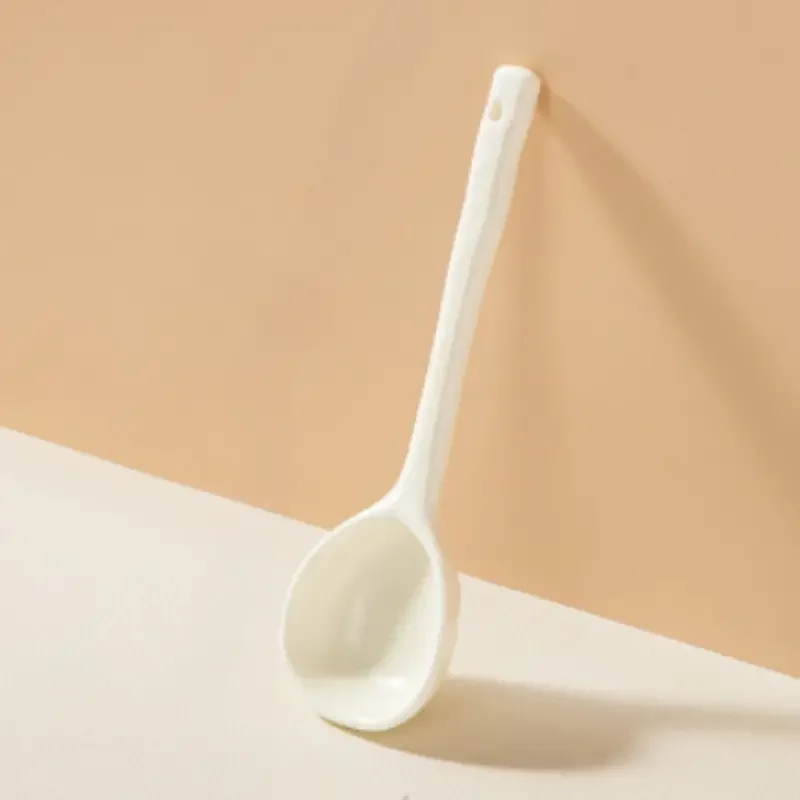 Hot Selling Creative Nordic Beige Green Long Handled Ceramic Spoon Ceramic Matte Milk Dessert Spoon