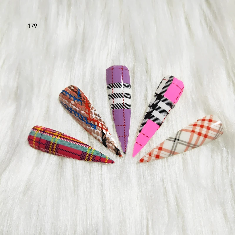 Plaid Foil 10 pcs /set 4*100 cm Nail Foil Set Flower Starry Sky Colorful Nail Art Sticker Decals for Nail Decorations