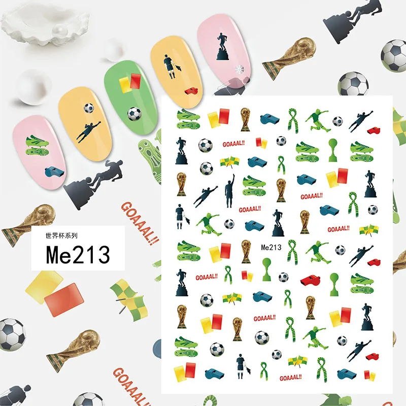 Me210-219 3D  Cartoon Sports World Cup  Design Nail Art Stickers Football Series Nail Decals Decorations