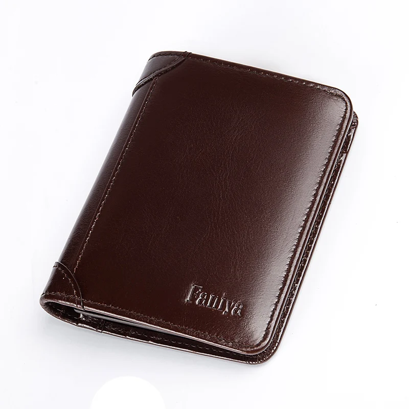 Custom Logo Tri-fold Rfid Blocking Italian Oil Wax Cowhide Leather Mens Wallet With 11 Card Slots