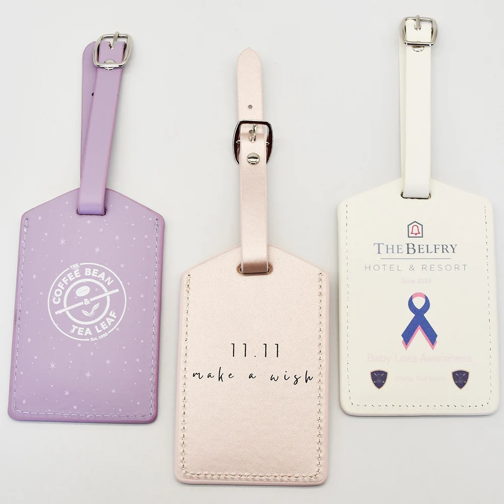 Custom Leather Luggage Tags Set with Passport Holder Wedding Favor Gift Luggage Tags